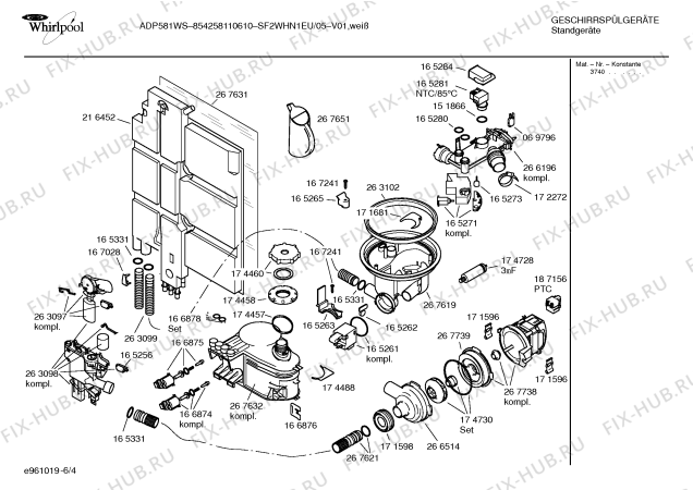 Схема №2 SF2WHN1EU ADP530WS с изображением Переключатель для посудомойки Bosch 00184318