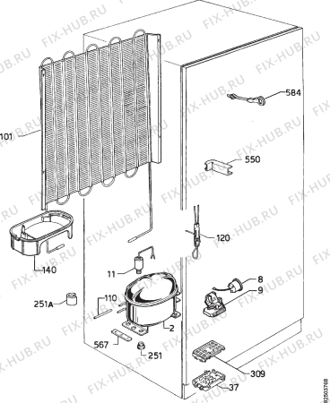 Взрыв-схема холодильника Zanussi ZPC428DM - Схема узла Cooling system 017