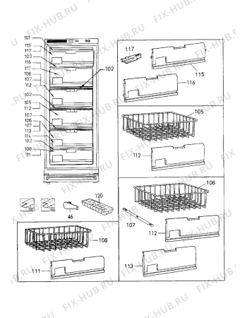 Взрыв-схема холодильника Zanussi ZVC272C - Схема узла Internal parts