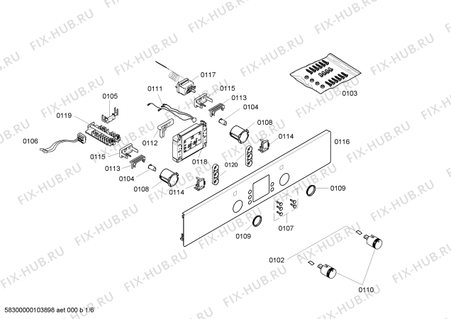 Схема №1 HBN430520B с изображением Панель управления для плиты (духовки) Bosch 00660999