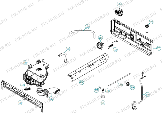 Взрыв-схема стиральной машины Asko W6984 FI RU   -Titanium (369434, WM70.3) - Схема узла 05