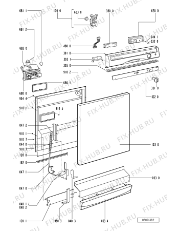 Схема №2 ADP 8402 BL с изображением Обшивка для посудомоечной машины Whirlpool 481245370376