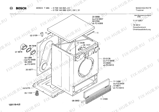 Взрыв-схема сушильной машины Bosch 0728144052 T465 - Схема узла 02
