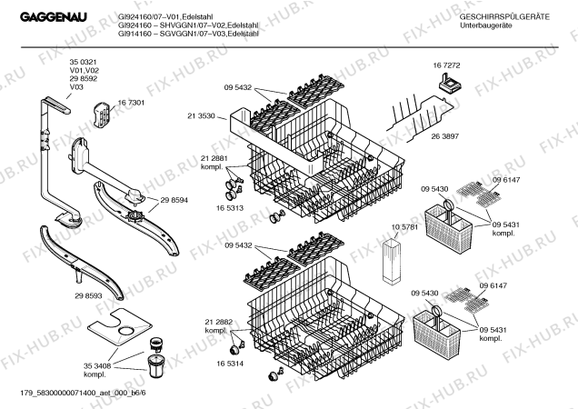 Схема №2 SGVGGN1 GI914160 с изображением Инструкция по эксплуатации Gaggenau для посудомоечной машины Bosch 00521247
