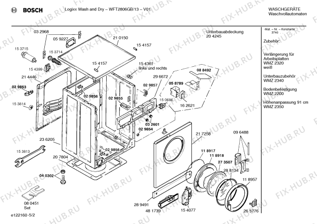 Схема №4 WFT2806GB Logixx Wash and Dry с изображением Панель управления для стиралки Bosch 00369460