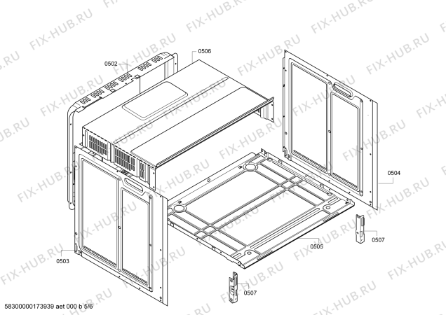 Взрыв-схема плиты (духовки) Siemens HB331E0Q - Схема узла 05