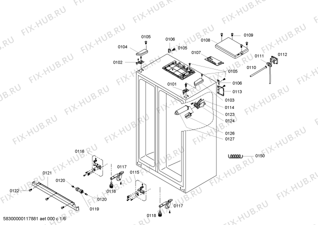 Схема №3 B20CS80SNW Side by side с изображением Крышка для холодильной камеры Bosch 00641083