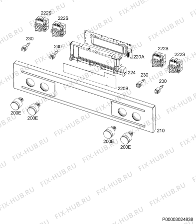 Взрыв-схема плиты (духовки) Aeg Electrolux EE7304151M - Схема узла Command panel 037