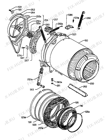 Взрыв-схема стиральной машины Electrolux EW802F - Схема узла Tub and drum