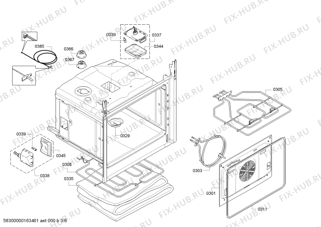 Взрыв-схема плиты (духовки) Bosch HBG78B750J - Схема узла 03