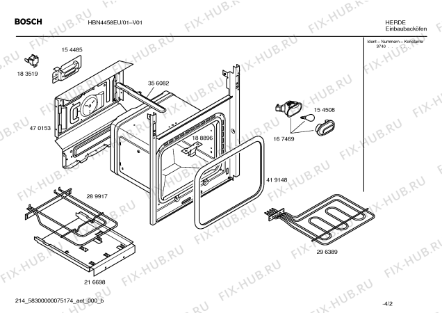 Взрыв-схема плиты (духовки) Bosch HBN4458EU - Схема узла 02