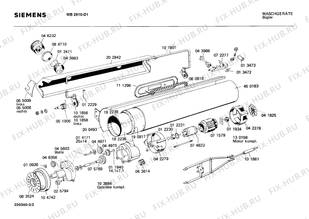 Схема №3 WB2910 с изображением Переключатель для гладильного катка Siemens 00084971