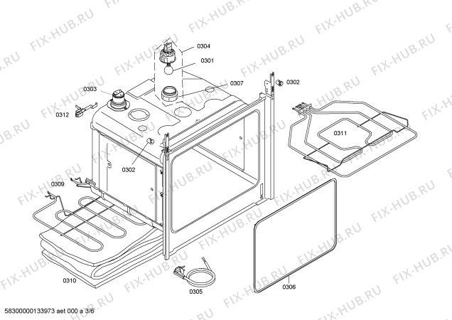 Схема №2 HBN210S0 с изображением Кабель для плиты (духовки) Bosch 00646502