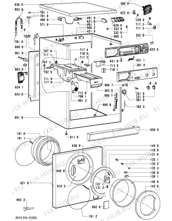 Схема №1 WAS 4340/2 с изображением Обшивка для стиралки Whirlpool 481245213577
