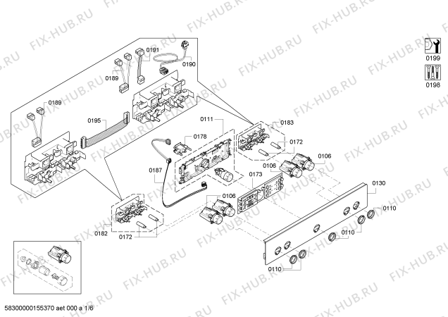Схема №3 HEB78D721 с изображением Модуль управления, запрограммированный для плиты (духовки) Bosch 00707975