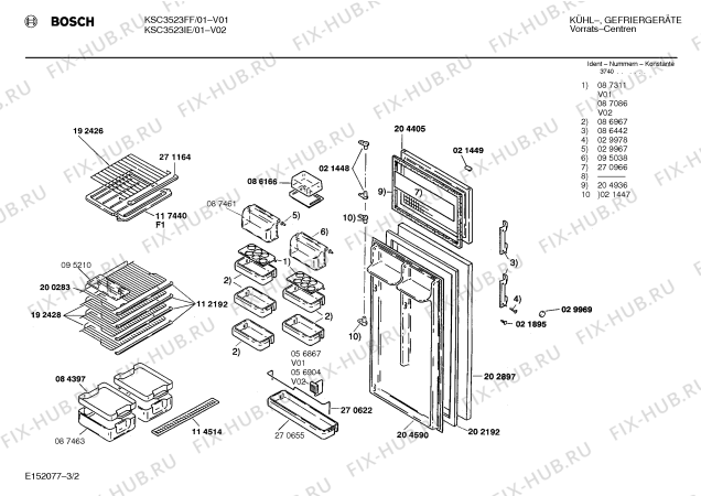 Взрыв-схема холодильника Bosch KSC3523FF - Схема узла 02
