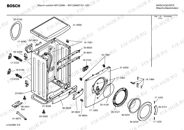 Схема №2 WFC1666IT -MAXX 4 comfort WFC1666 с изображением Инструкция по эксплуатации для стиральной машины Bosch 00587044