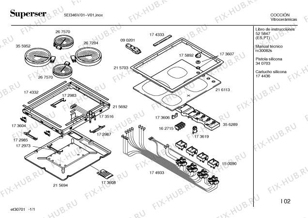 Схема №1 5EI346V с изображением Стеклокерамика для духового шкафа Bosch 00216113