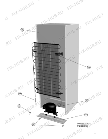 Взрыв-схема холодильника Zanussi ZFU318WO - Схема узла Cooling system 017