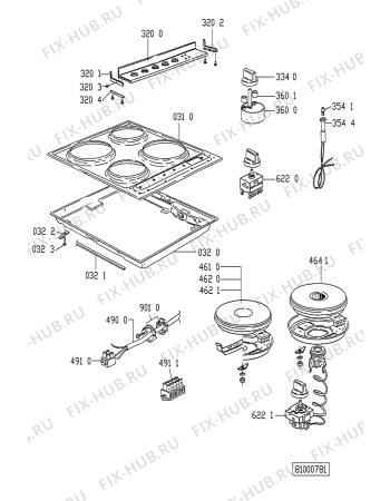 Схема №1 TCM 04 WS с изображением Кнопка для плиты (духовки) Whirlpool 481990704701