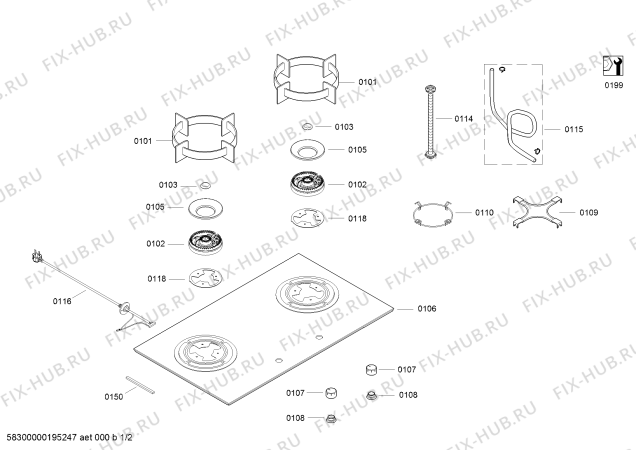 Схема №1 PPD82M61MP BOSCH с изображением Головка поджига для плиты (духовки) Siemens 00637799
