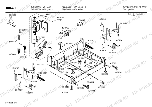 Взрыв-схема посудомоечной машины Bosch SGI4364 - Схема узла 05
