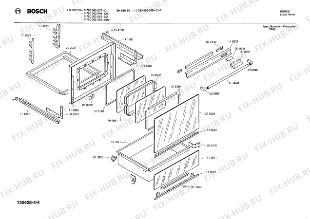 Взрыв-схема плиты (духовки) Bosch 0750092037 EH680SG - Схема узла 04