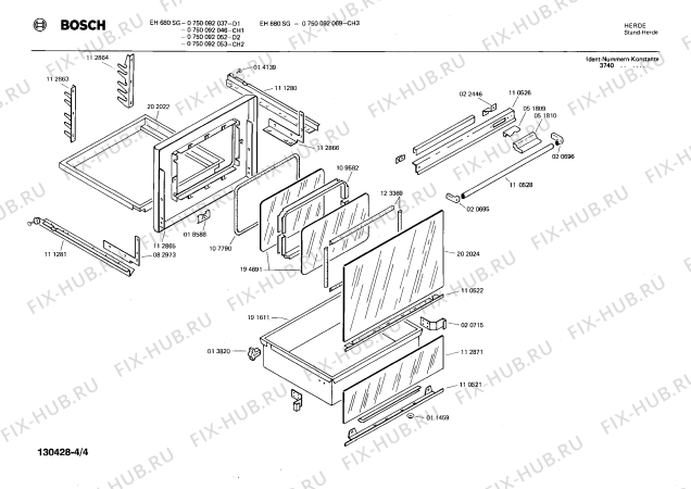 Взрыв-схема плиты (духовки) Bosch 0750092053 EH680SG - Схема узла 04