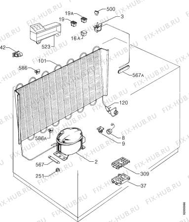 Взрыв-схема холодильника Rex RCO25E - Схема узла Refrigerator cooling system