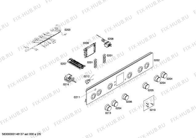 Взрыв-схема плиты (духовки) Bosch HGV64D120E - Схема узла 02