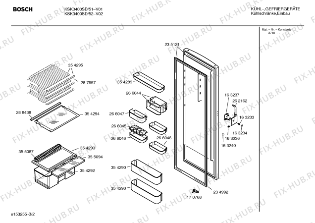 Взрыв-схема холодильника Bosch KSK3400SD - Схема узла 02