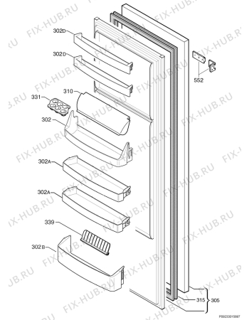 Взрыв-схема холодильника Electrolux ERN31600 - Схема узла Door 003