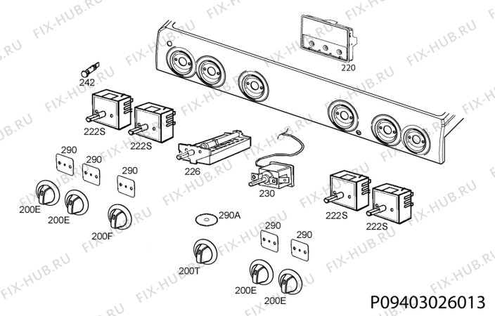 Взрыв-схема плиты (духовки) Electrolux EKI9000W3 - Схема узла Command panel 037