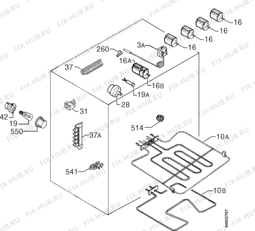 Взрыв-схема плиты (духовки) Zanussi ZHN733B - Схема узла Electrical equipment 268