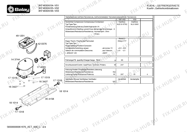 Схема №2 3KF4830A с изображением Амортизатор для холодильной камеры Bosch 00181779
