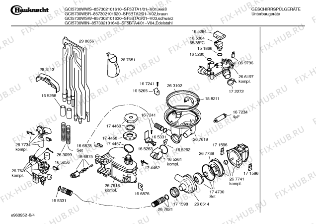 Взрыв-схема посудомоечной машины Bauknecht SF5BTA4 GCI5730WIN - Схема узла 04