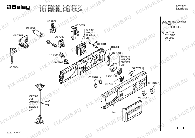 Схема №2 3TE891Z TE 891 PREMIER с изображением Панель управления для стиралки Bosch 00290018