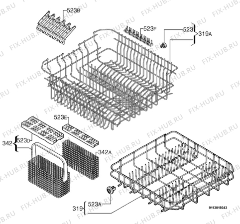 Взрыв-схема посудомоечной машины Zanussi Electrolux ZSF6066S - Схема узла Basket 160