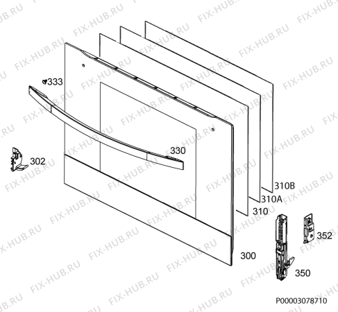 Взрыв-схема плиты (духовки) Faure FOP27008XK - Схема узла Door