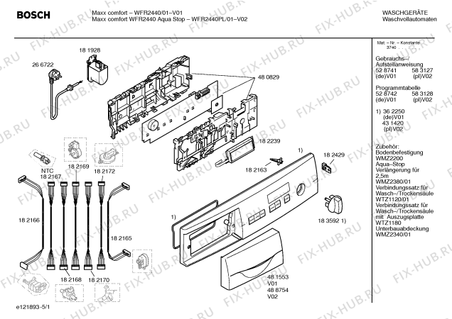 Схема №1 WFR2440 Maxx Comfort WFR2440 с изображением Таблица программ для стиральной машины Bosch 00528742