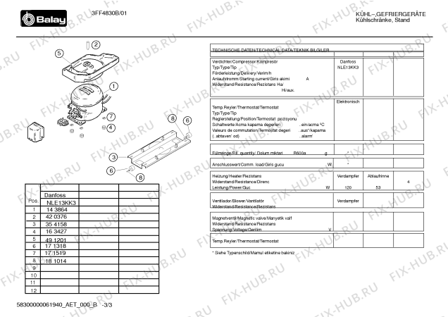 Взрыв-схема холодильника Balay 3FF4830B - Схема узла 03