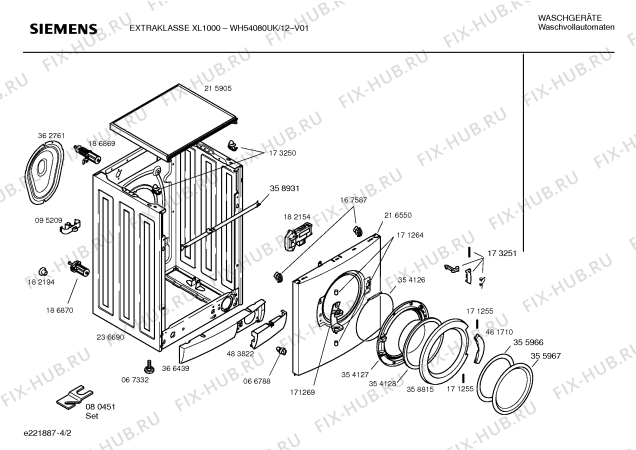 Схема №1 WH54080UK EXTRAKLASSE XL 1000 с изображением Инструкция по установке и эксплуатации для стиральной машины Siemens 00581201