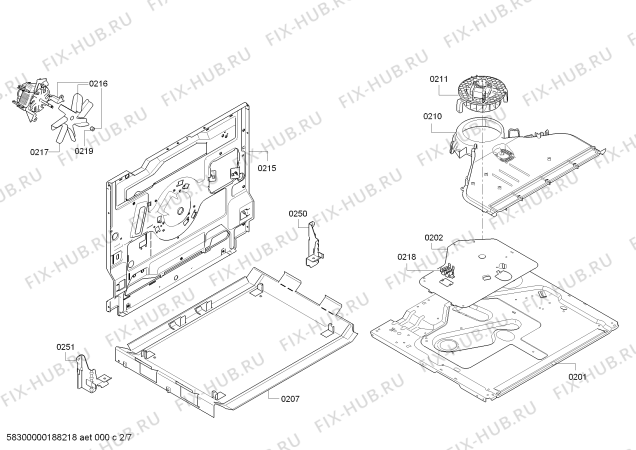 Взрыв-схема плиты (духовки) Bosch HCA744350G - Схема узла 02