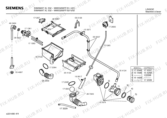 Взрыв-схема стиральной машины Siemens WM53200FF SIWAMAT XL532 - Схема узла 04