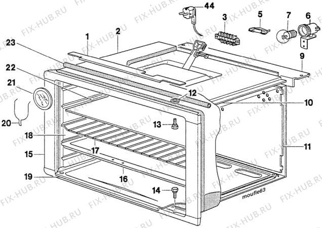 Взрыв-схема плиты (духовки) Arthurmartinelux CG6900-1 - Схема узла Oven body