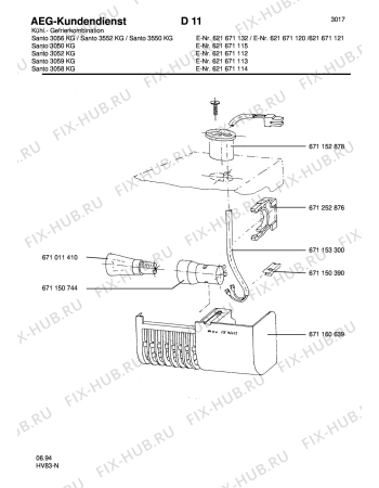 Взрыв-схема холодильника Aeg S3056KG - Схема узла Internal parts refrigerator