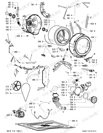Схема №1 730 BQ/CR с изображением Ручка (крючок) люка для стиральной машины Whirlpool 480111100807