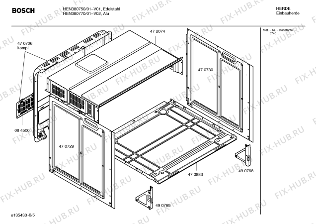 Взрыв-схема плиты (духовки) Bosch HEN380770 - Схема узла 05