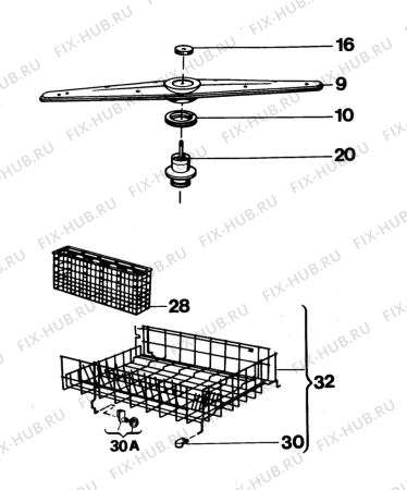 Взрыв-схема посудомоечной машины Zanussi ZW46 - Схема узла W20 Baskets