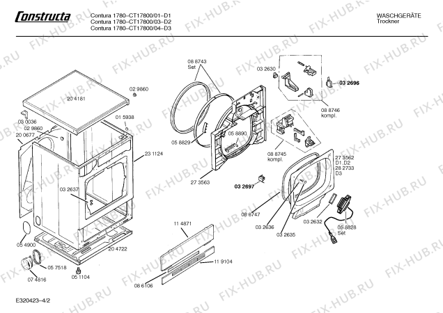 Схема №2 CT17800 CONTURA с изображением Панель для сушилки Bosch 00277822